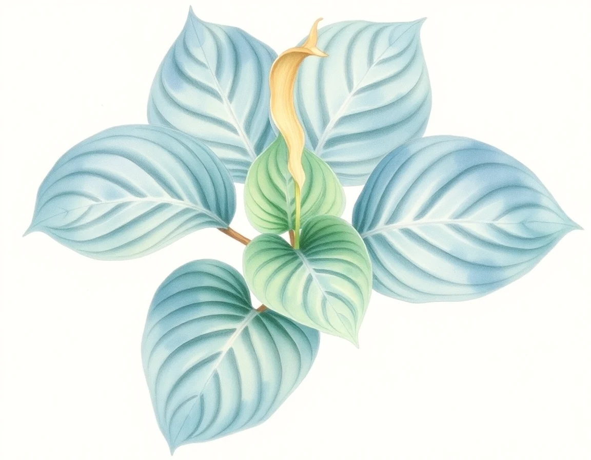 Watercolor illustration of Hosta 'Academy Golden Papoose'