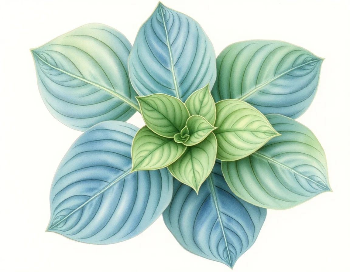 Watercolor illustration of Hosta 'Academy Grass Clippings'