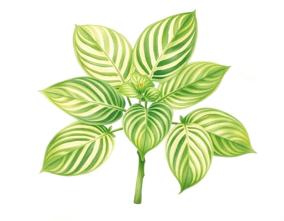 Watercolor illustration of Hosta 'Academy Green Bid Paddles'