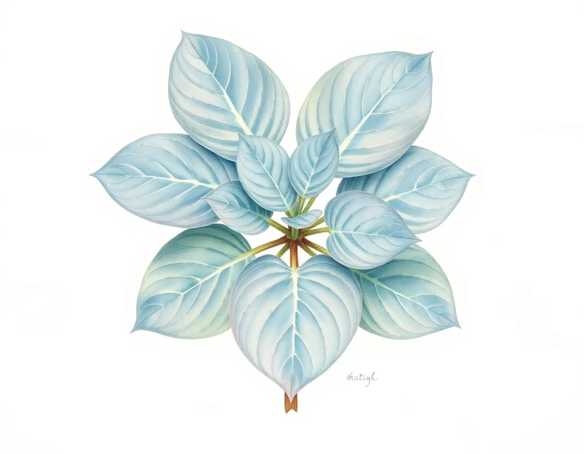 Watercolor illustration of Hosta 'Academy Grins'