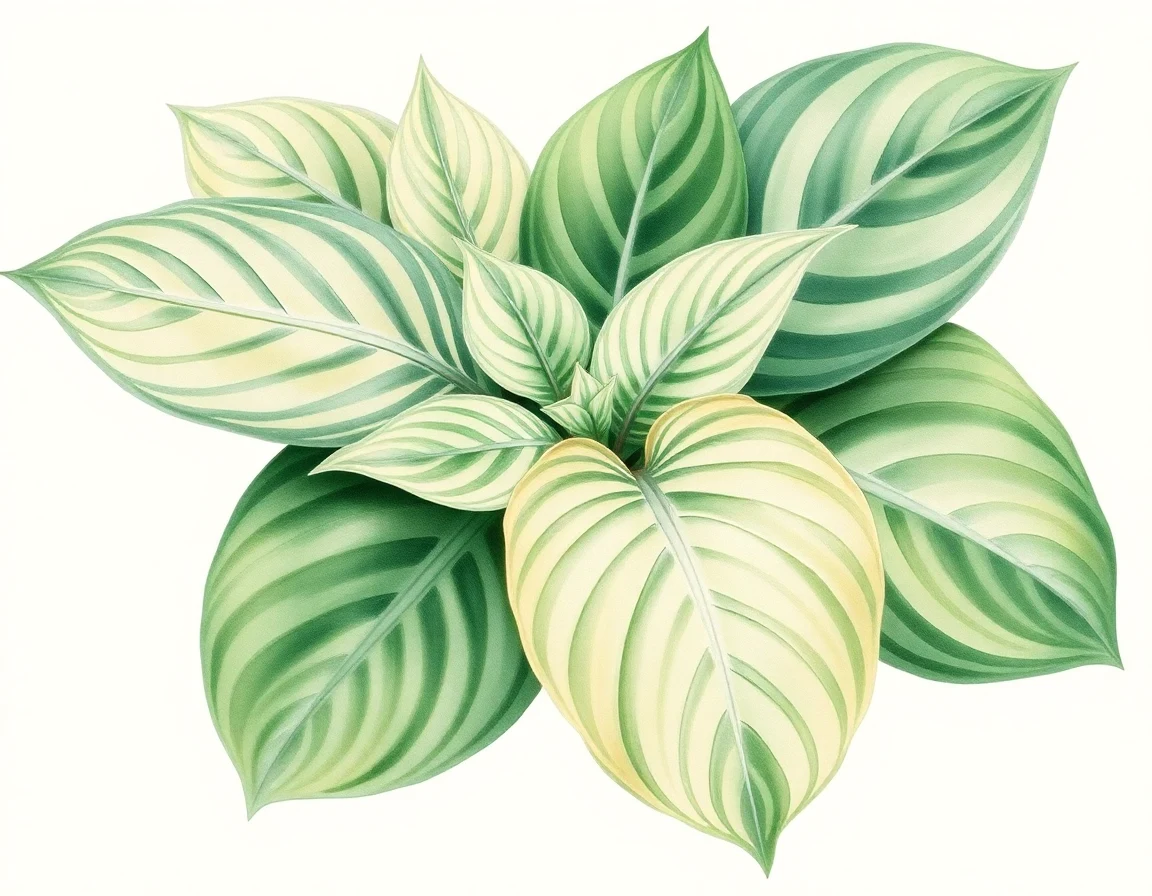 Watercolor illustration of Hosta 'Academy Mallorn'