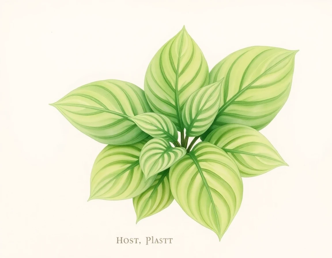 Watercolor illustration of Hosta 'Academy Mirkwood'
