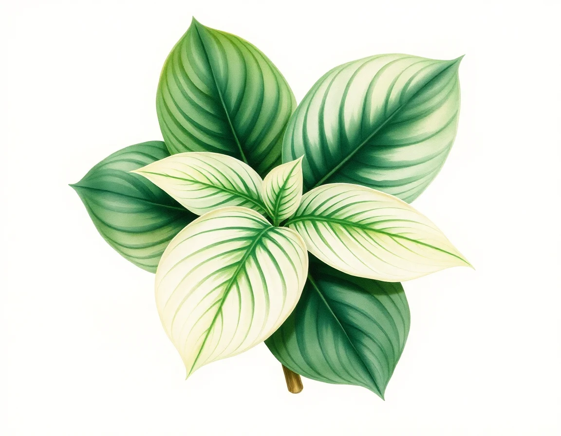 Watercolor illustration of Hosta 'Academy Shiny Vase'