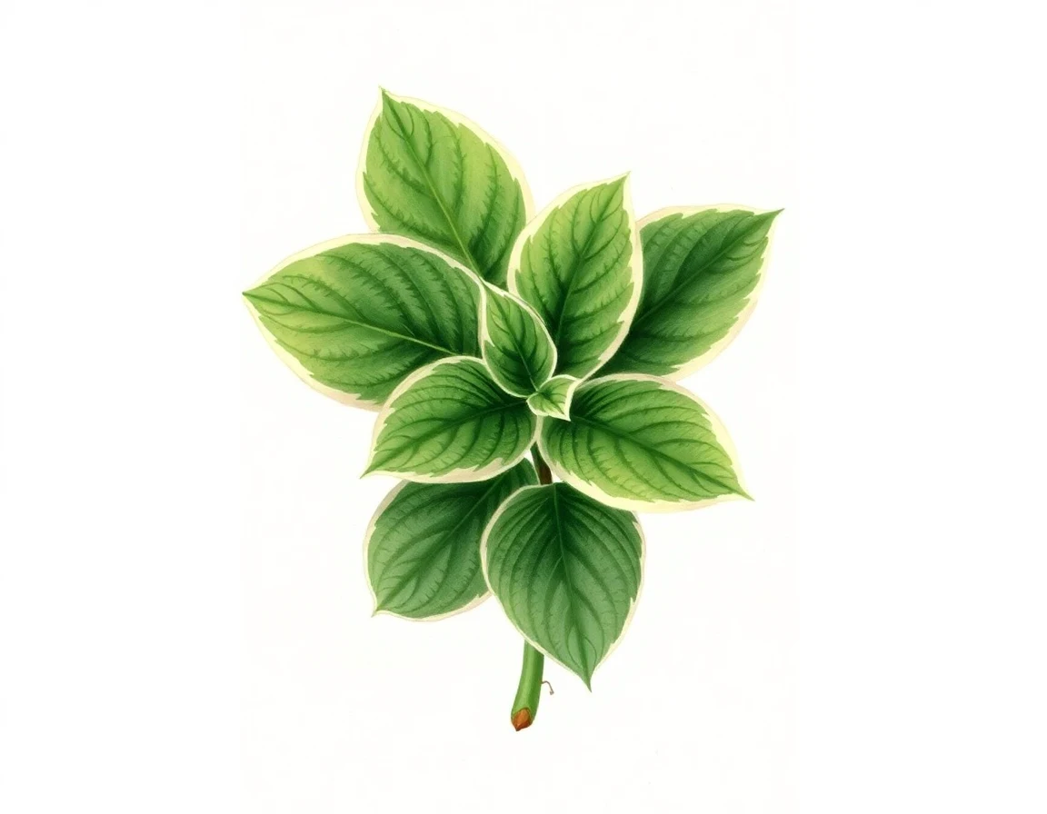 Watercolor illustration of Hosta 'Academy Smiles'