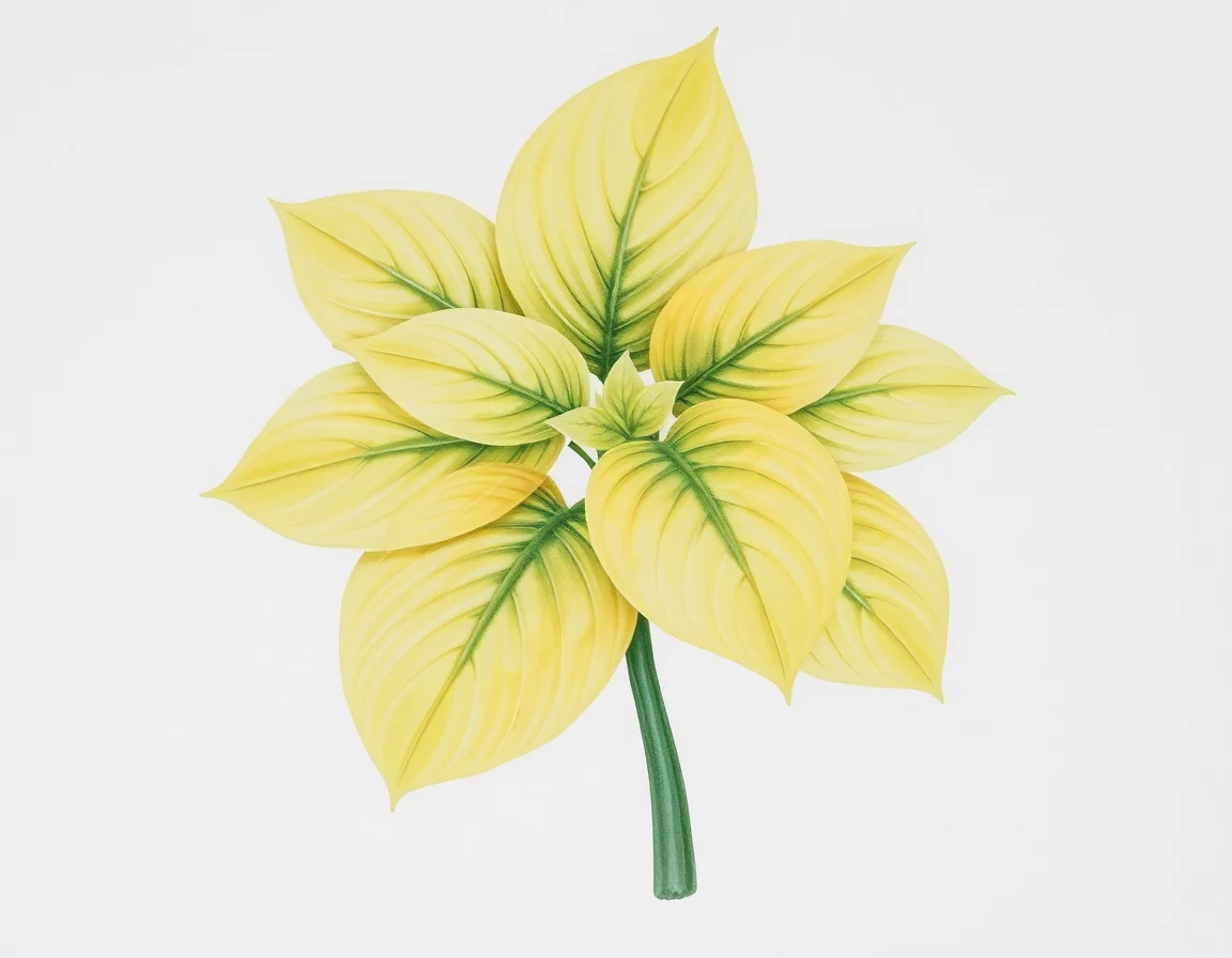 Watercolor illustration of Hosta 'Ahamo Gold'