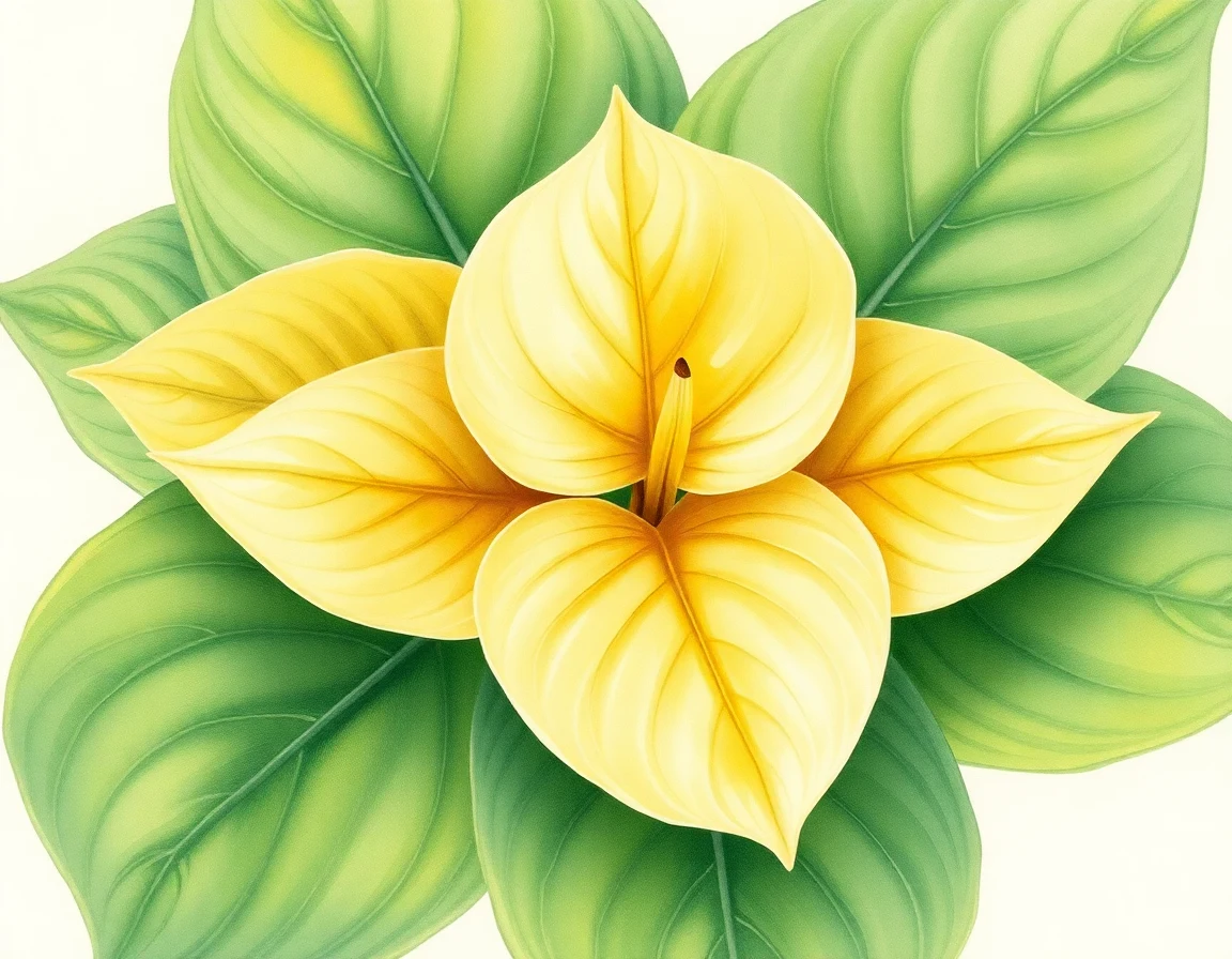 Watercolor illustration of Hosta 'Alabama Gold'