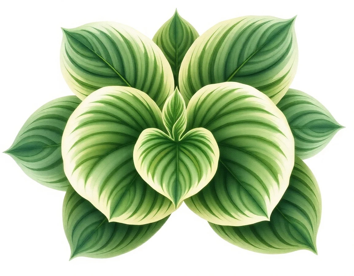 Watercolor illustration of Hosta 'Alaskan Halo'