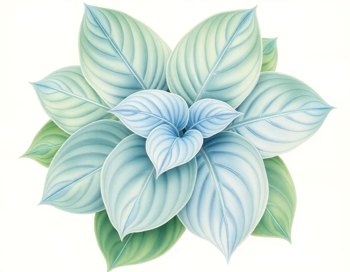 Watercolor illustration of Hosta 'Alvatine Taylor'