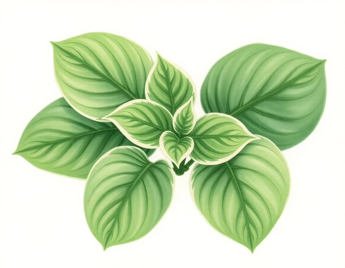 Watercolor illustration of Hosta 'American Choice'