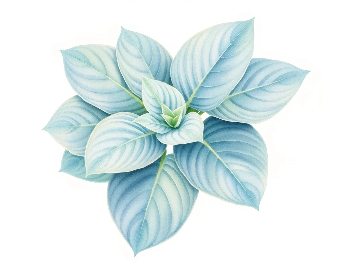 Watercolor illustration of Hosta 'Angel Feathers'