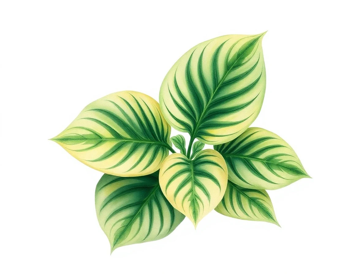 Watercolor illustration of Hosta 'Angel Wings'