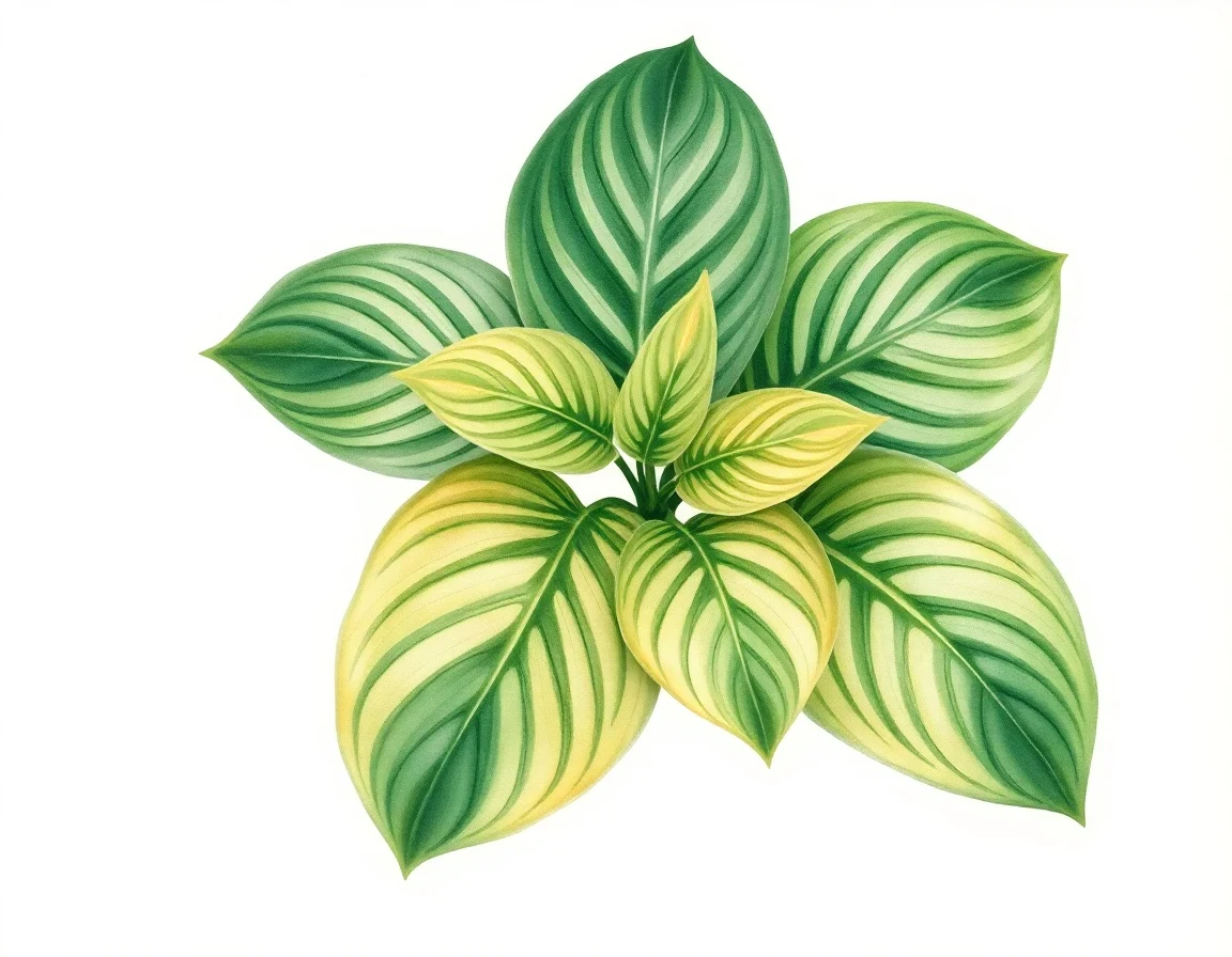 Watercolor illustration of Hosta 'Aomori Setting Sun'