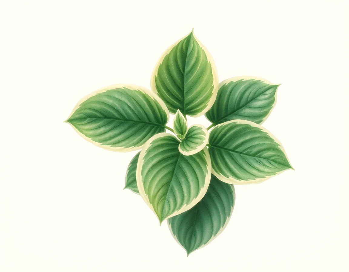 Watercolor illustration of Hosta 'Appalachian Spring'