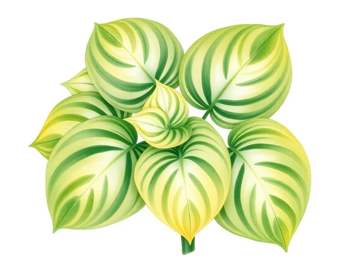 Watercolor illustration of Hosta 'Appletini'
