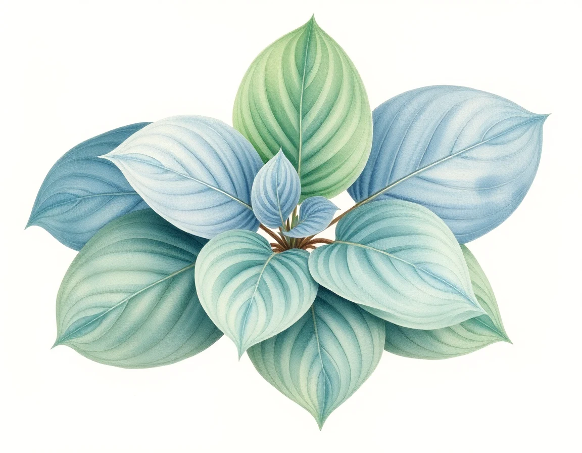 Watercolor illustration of Hosta 'Aqua Velva'
