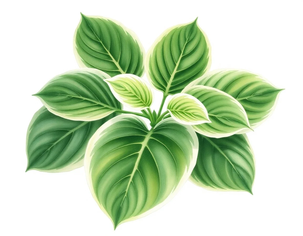 Watercolor illustration of Hosta 'Arctic Circle'