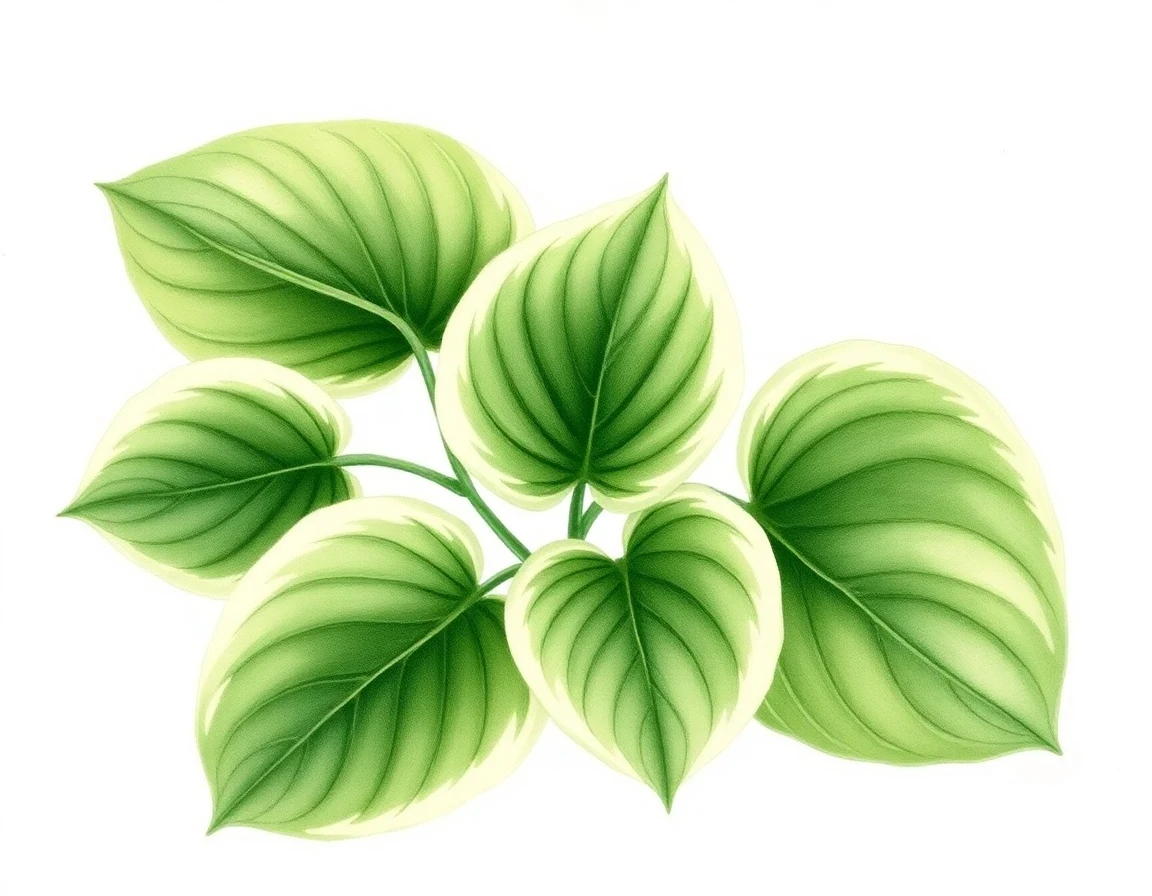 Watercolor illustration of Hosta 'Arctic Rim'
