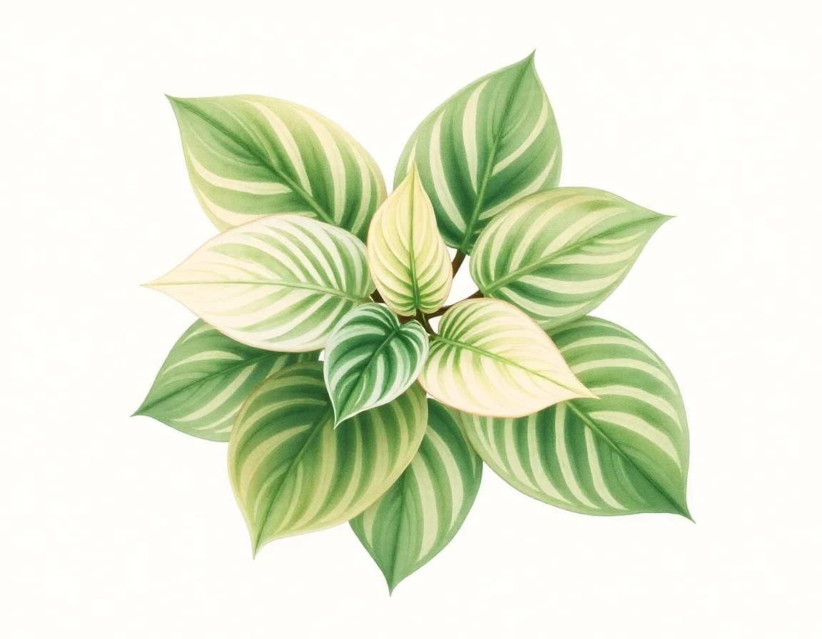 Watercolor illustration of Hosta 'Artist's Palette'