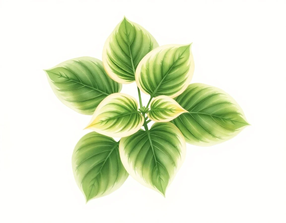 Watercolor illustration of Hosta 'Asahi Comet'