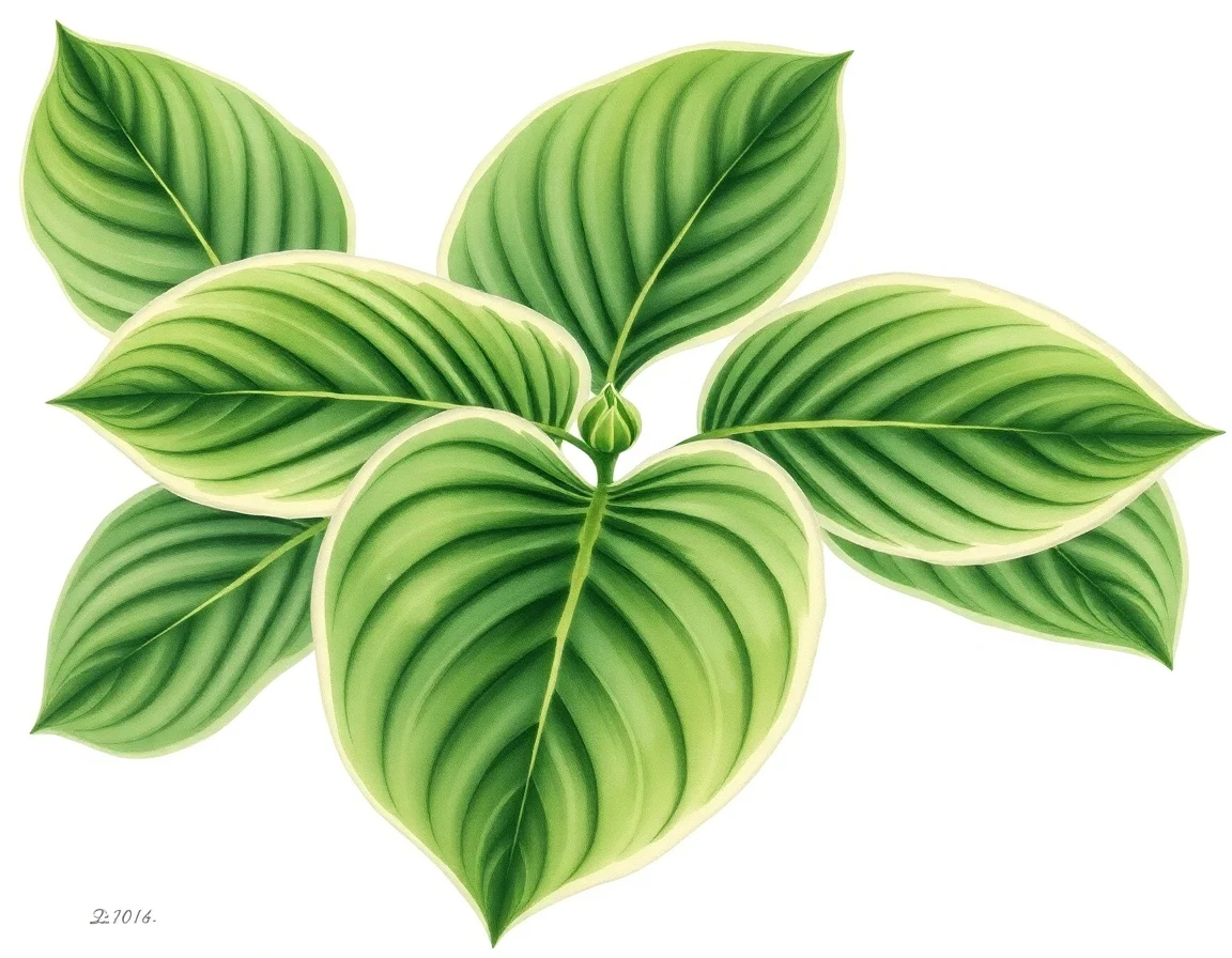 Watercolor illustration of Hosta 'Aspen Breeze'