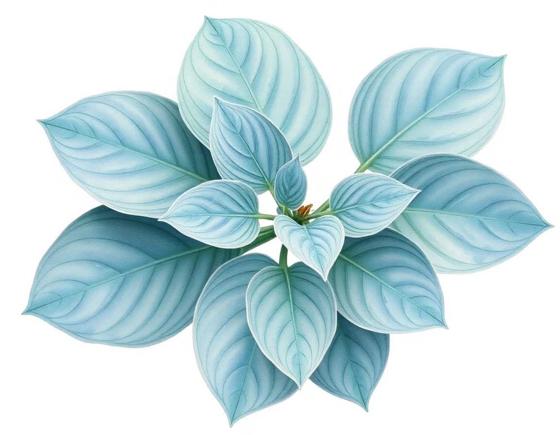 Watercolor illustration of Hosta 'Astral Bliss'
