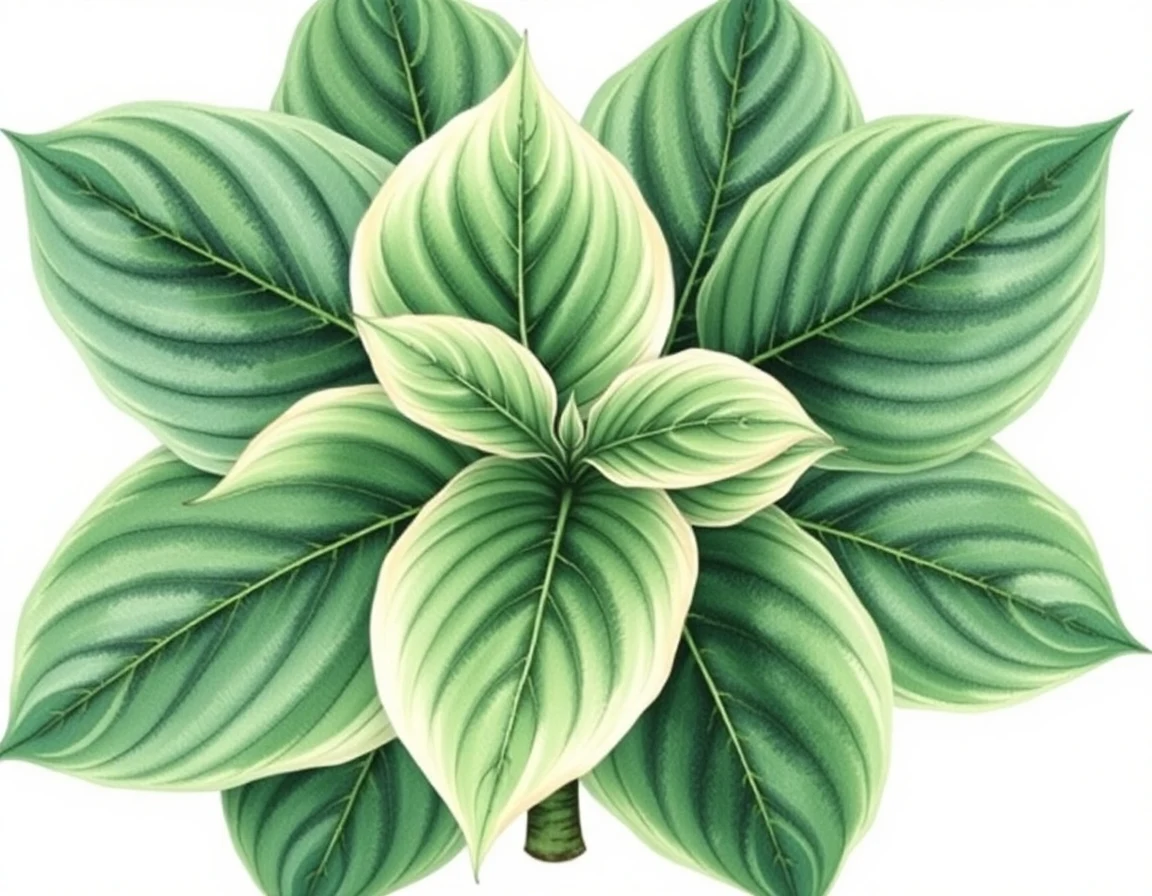 Watercolor illustration of Hosta 'Athena'