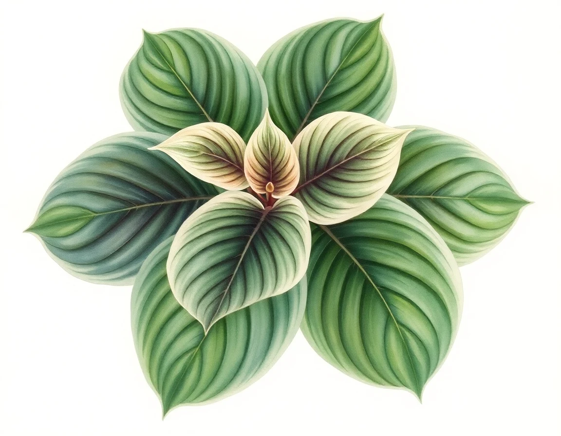 Watercolor illustration of Hosta 'Aunt Bea'