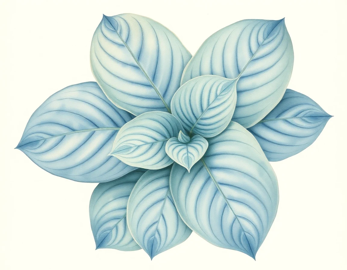 Watercolor illustration of Hosta 'Azure Frills'