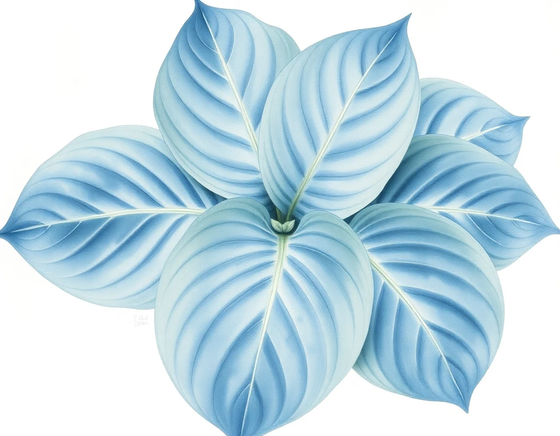 Watercolor illustration of Hosta 'Azure Frost'