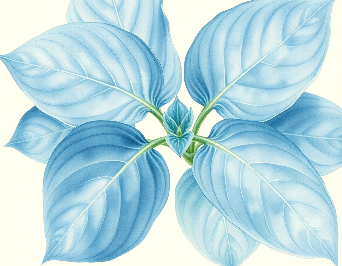 Watercolor illustration of Hosta 'Azure Snow'