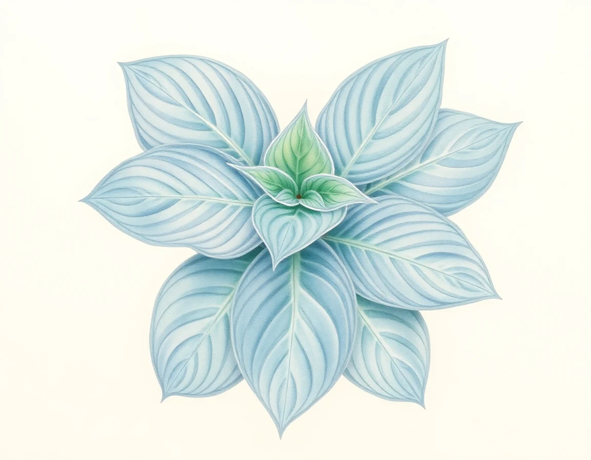 Watercolor illustration of Hosta 'Azure Waves'