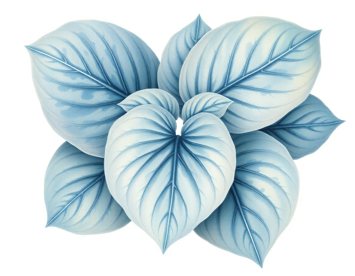 Watercolor illustration of Hosta 'Babbling Brook'