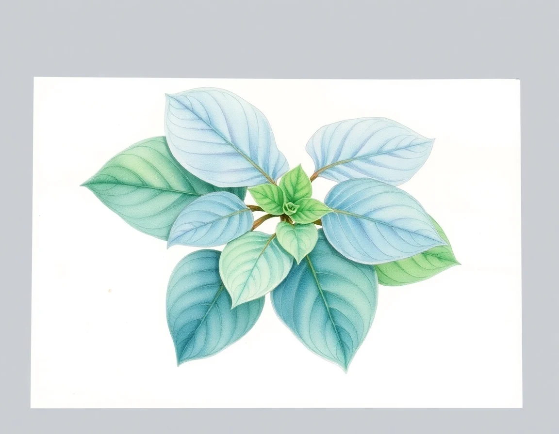 Watercolor illustration of Hosta 'Baby Blue Eyes'