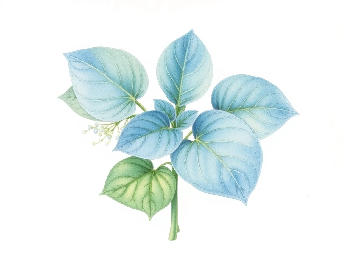 Watercolor illustration of Hosta 'Baby Blue'