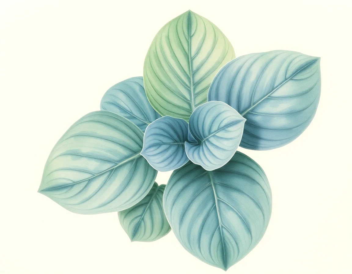 Watercolor illustration of Hosta 'Baby Doll'