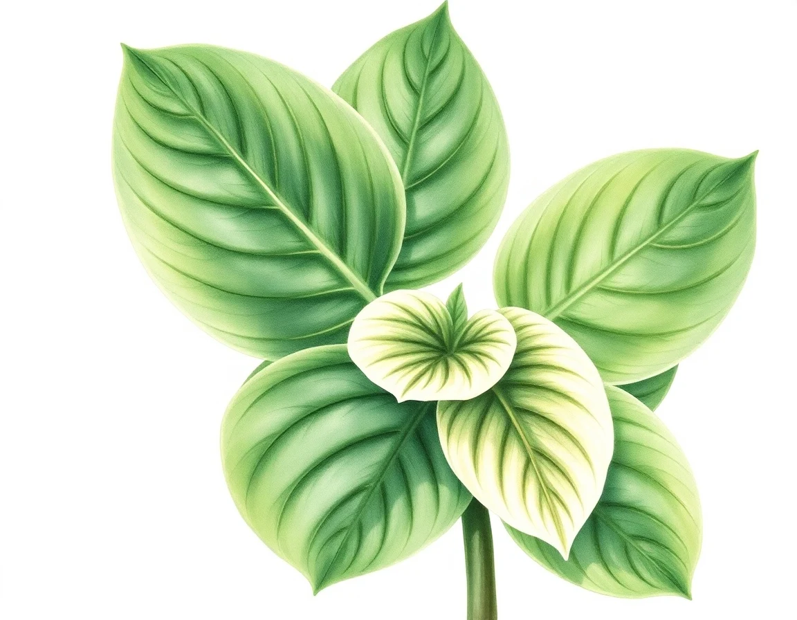 Watercolor illustration of Hosta 'Backyard Monster'