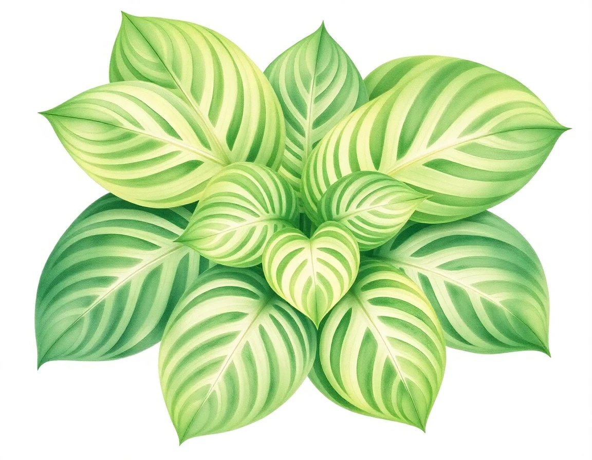 Watercolor illustration of Hosta 'Baiyu'