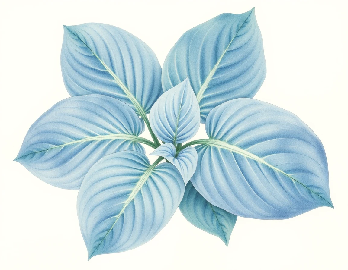 Watercolor illustration of Hosta 'Baltimore Blues'