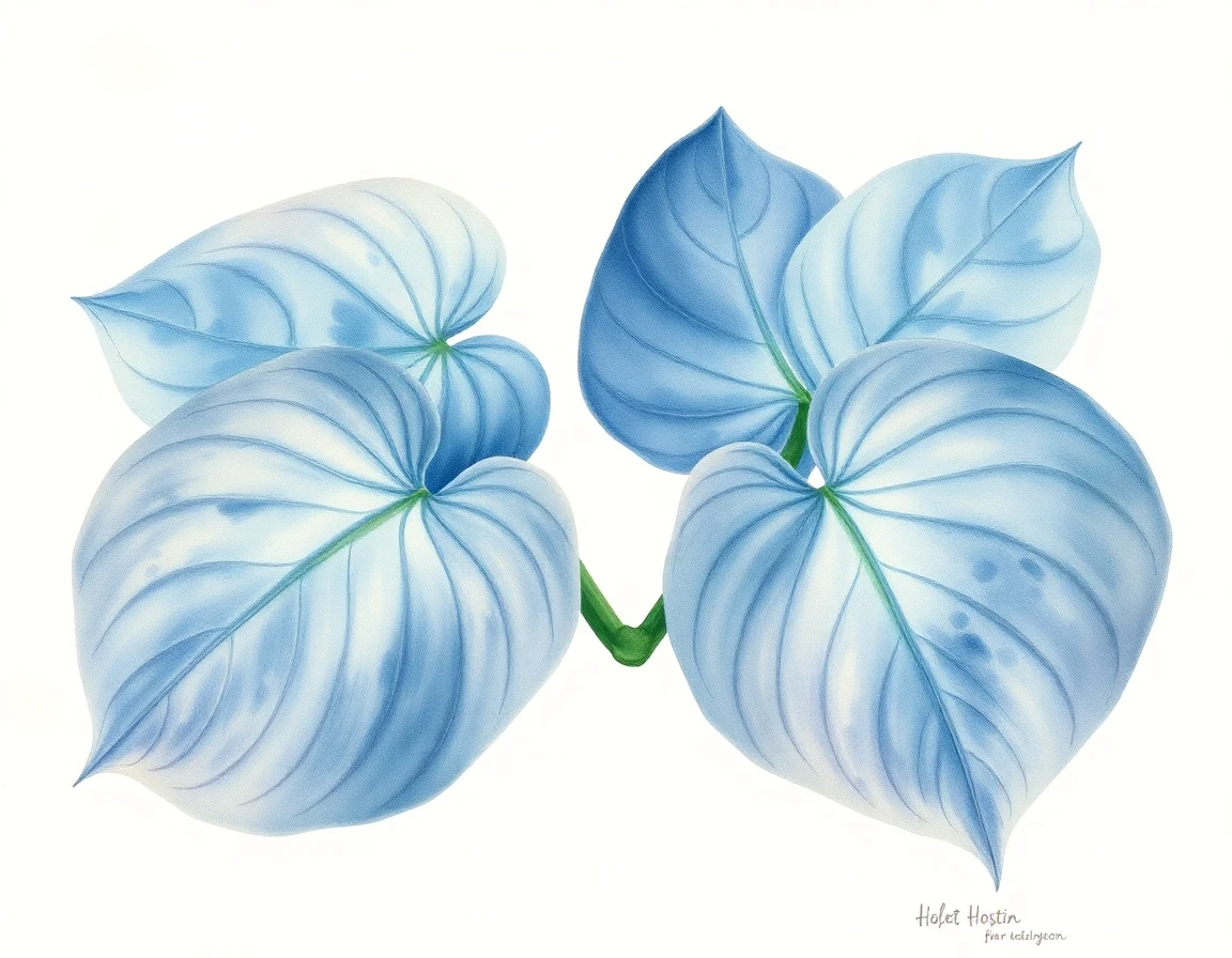 Watercolor illustration of Hosta 'Bamse'