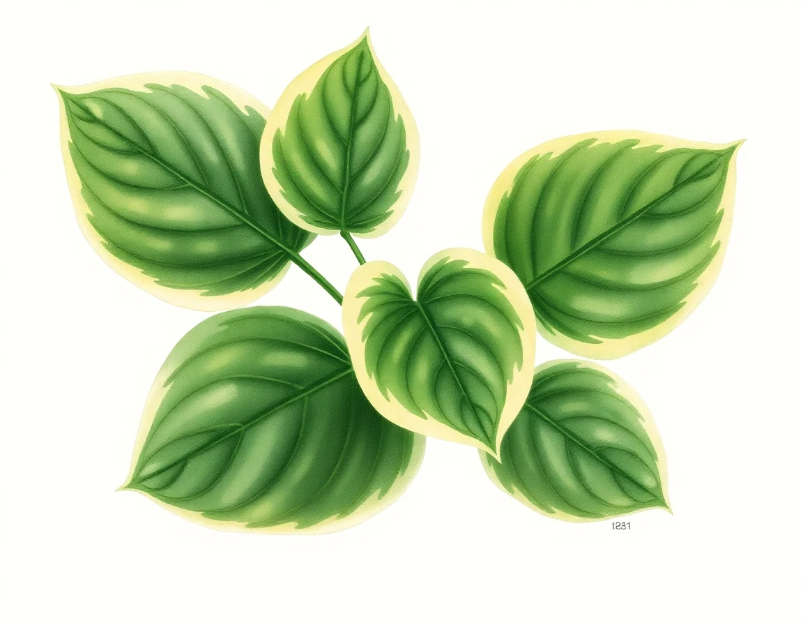 Watercolor illustration of Hosta 'Banana Split'