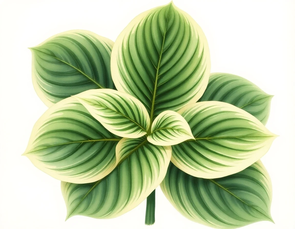 Watercolor illustration of Hosta 'Banana Sundae'