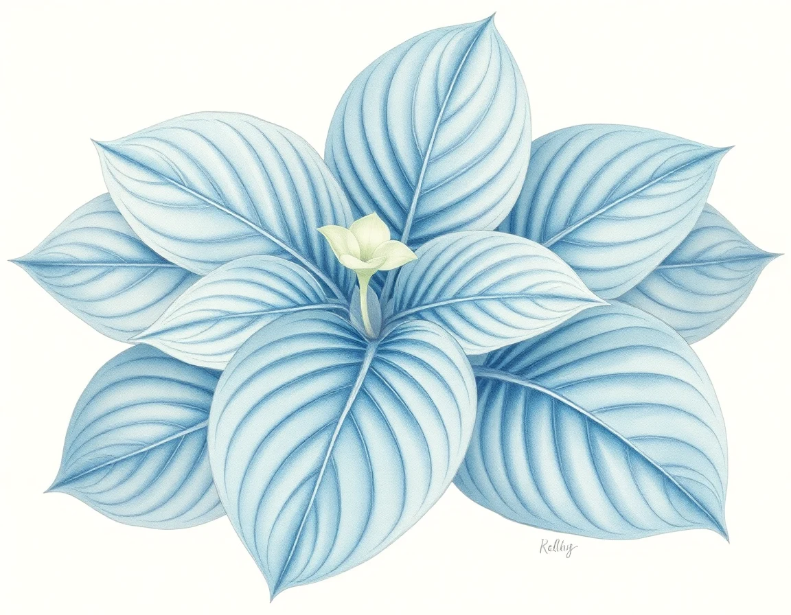 Watercolor illustration of Hosta 'Beauty Queen'