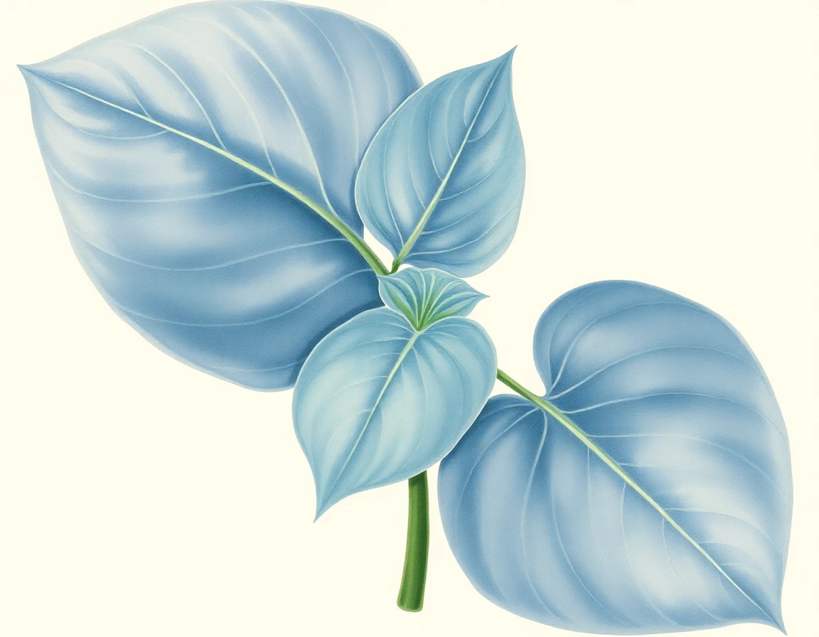 Watercolor illustration of Hosta 'Beer Belly Blues'