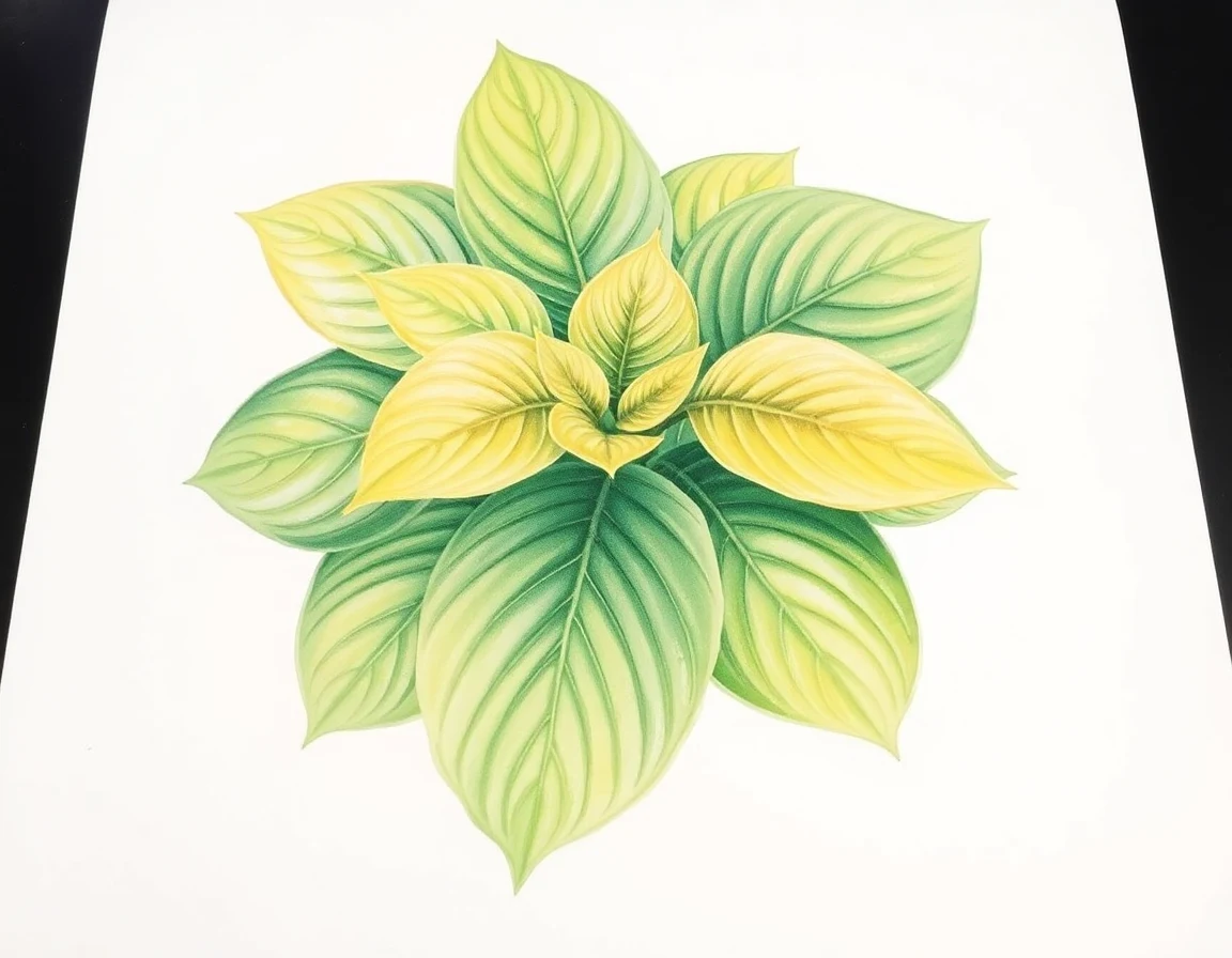 Watercolor illustration of Hosta 'Bellville'