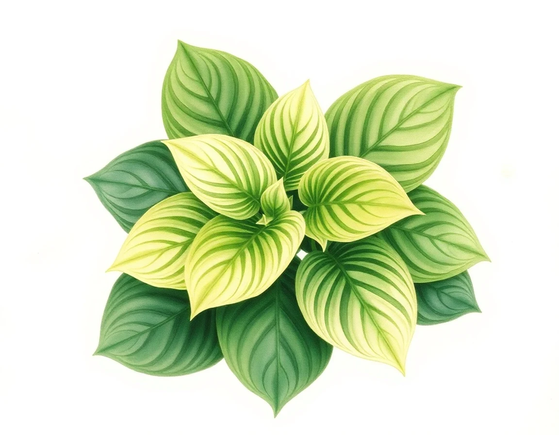 Watercolor illustration of Hosta 'Benedict's Heart's Desire'