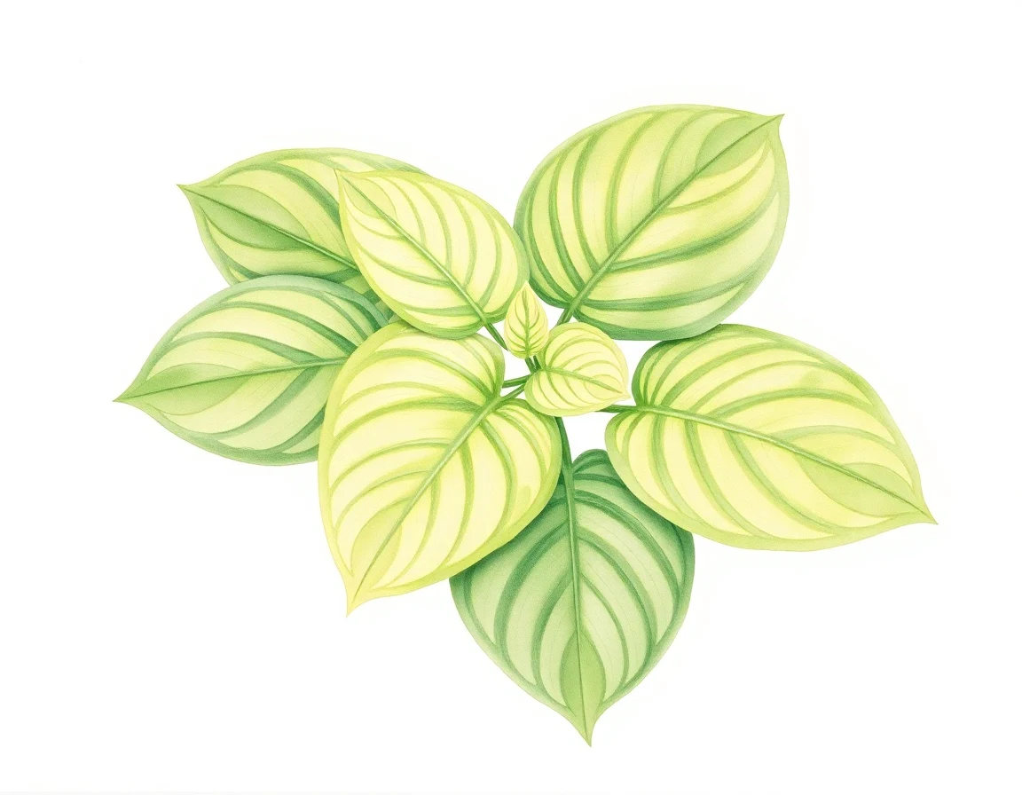 Watercolor illustration of Hosta 'Benedict's Wild Fire'