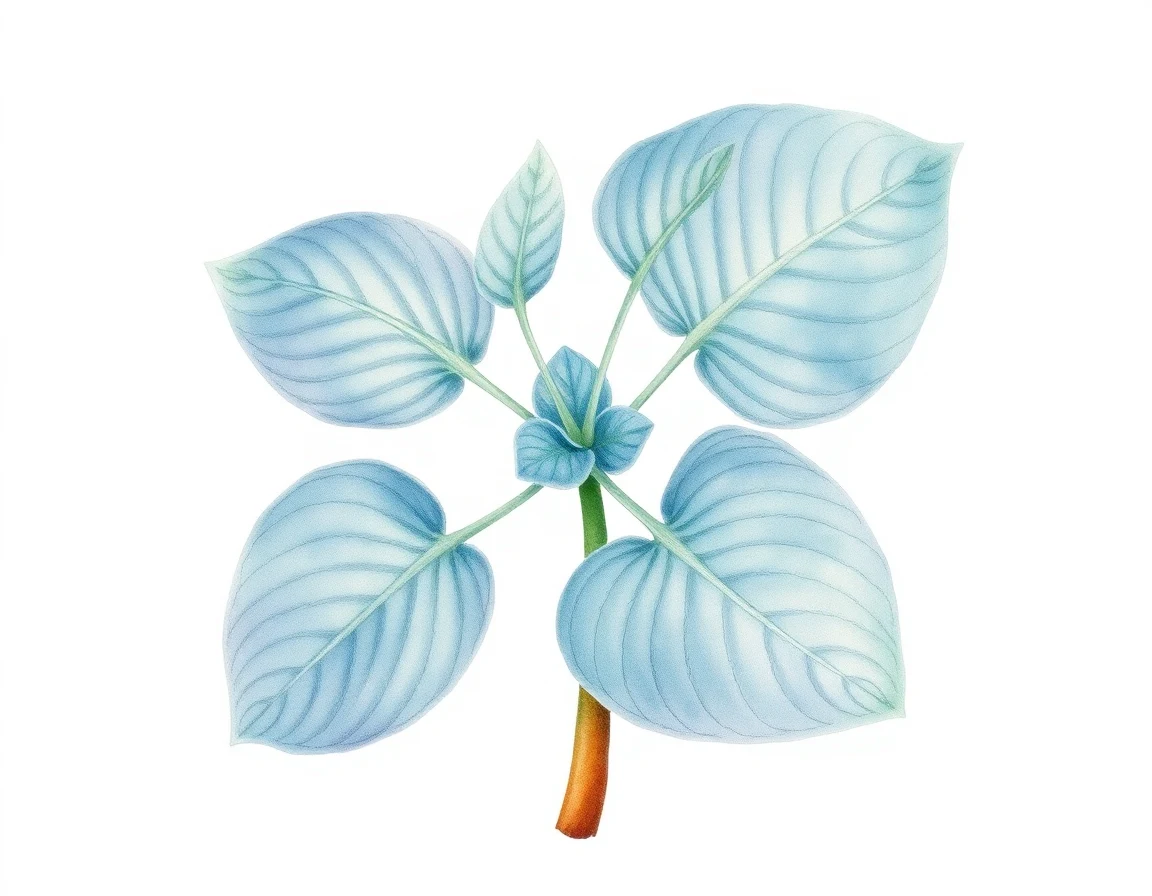 Watercolor illustration of Hosta 'Betcher's Blue'