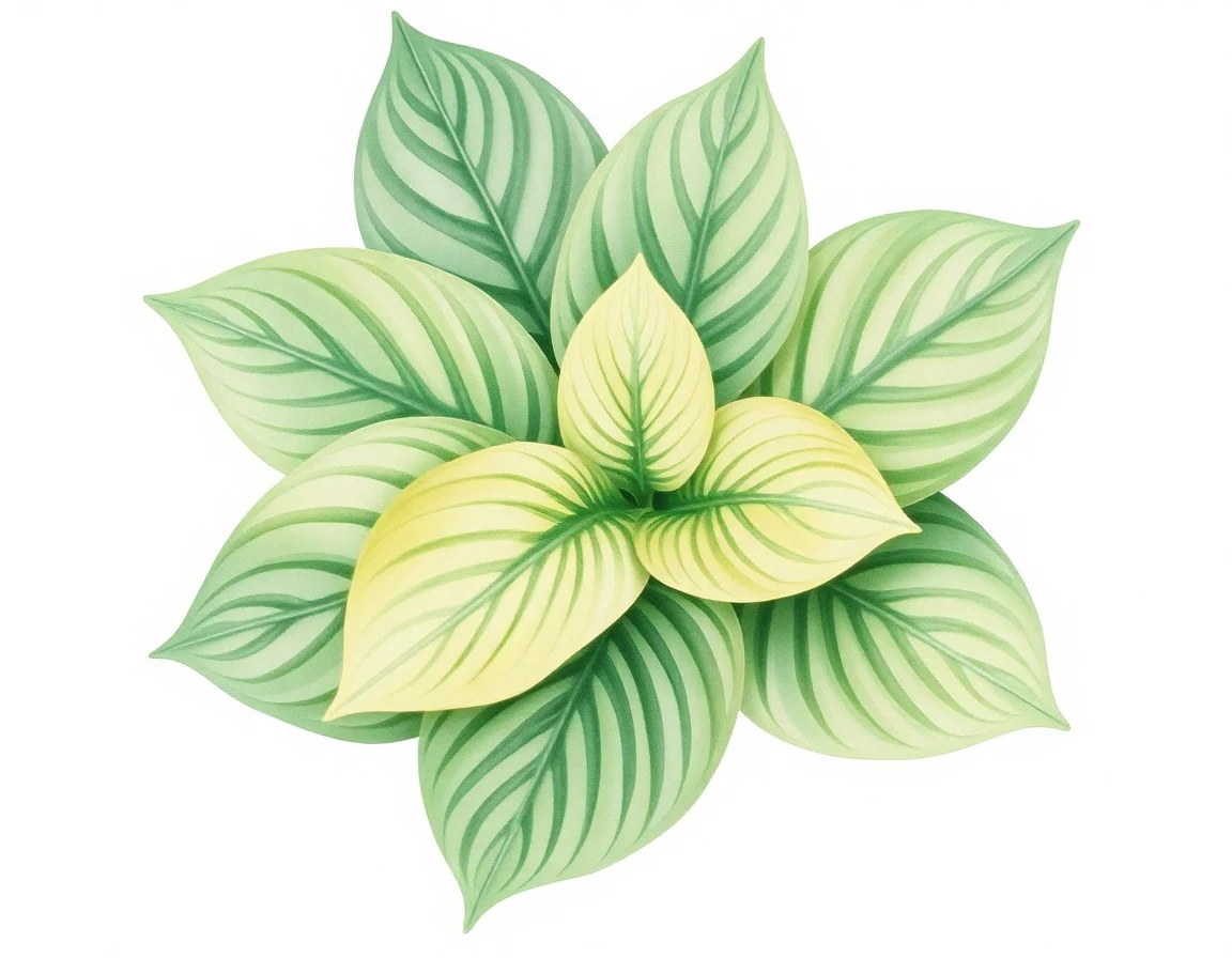 Watercolor illustration of Hosta 'Bethlehem'