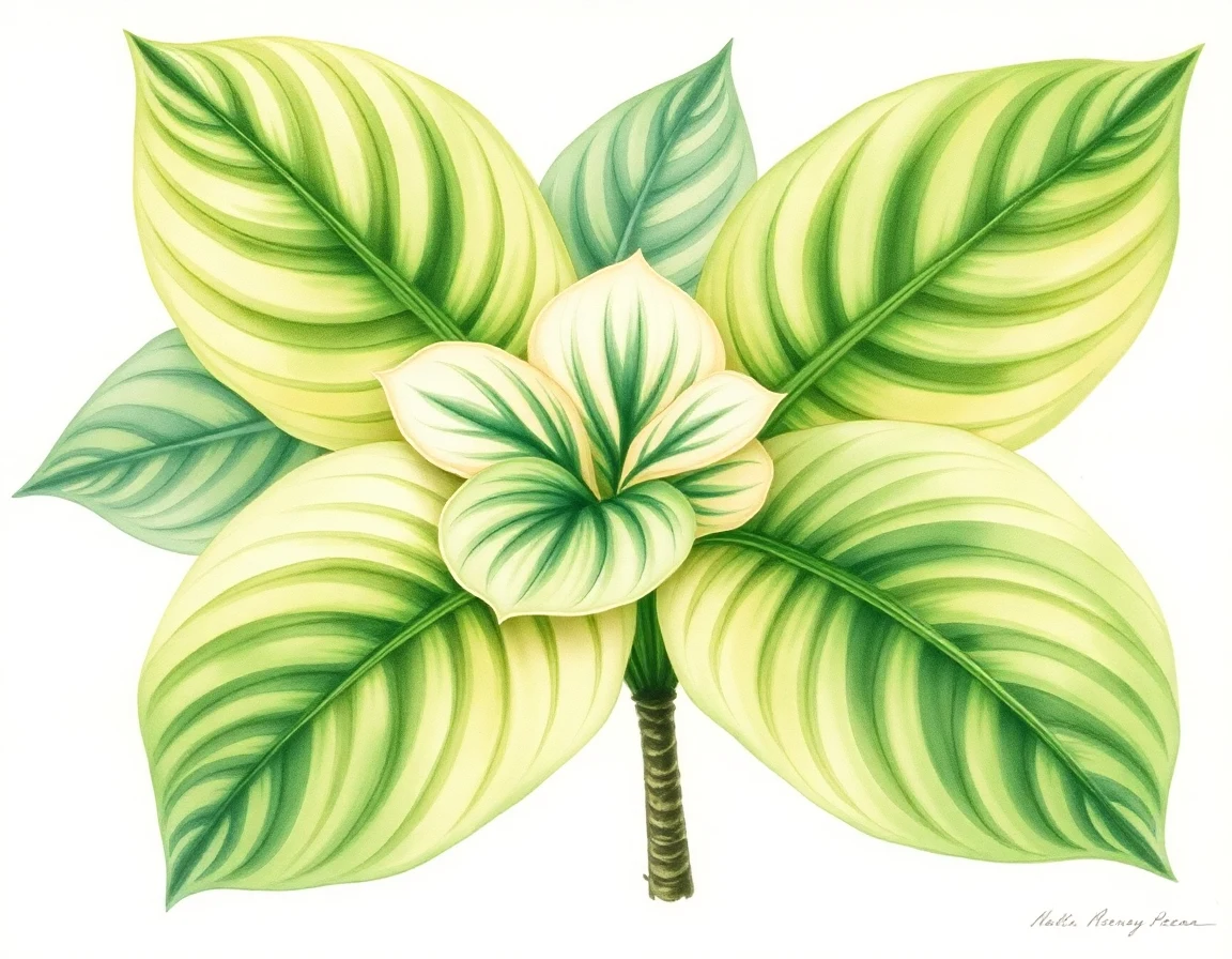 Watercolor illustration of Hosta 'Big Deal'