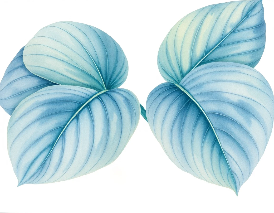 Watercolor illustration of Hosta 'Big Dipper'